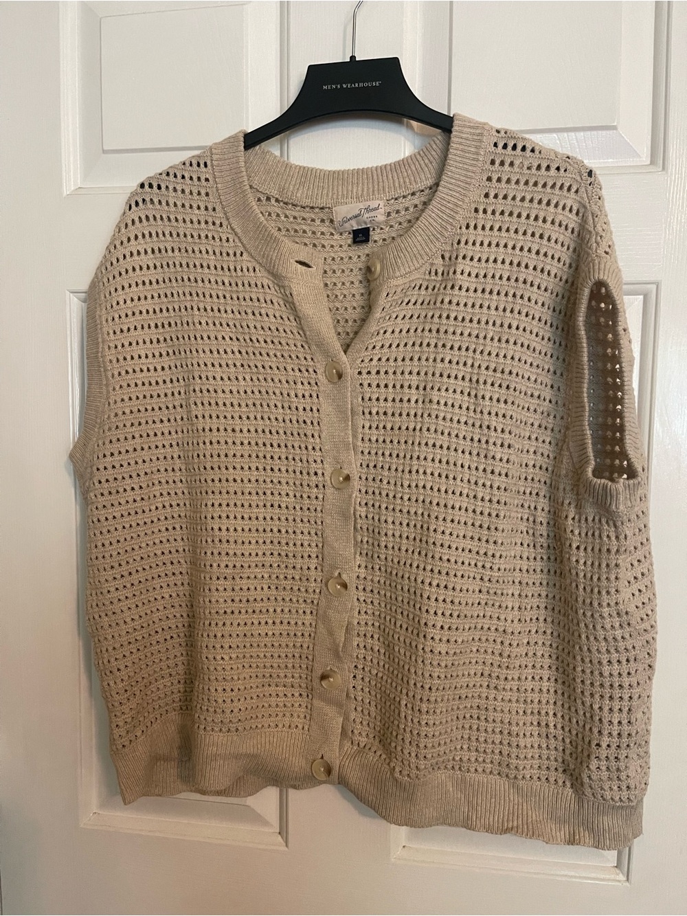 Universal Thread Cream Open-Weave Button-Front Sweater Vest